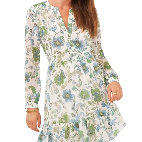 Vince Camuto Dresses & Skirts - Vince Camuto Women's Printed Split-Neck Long-Sleeve Dress